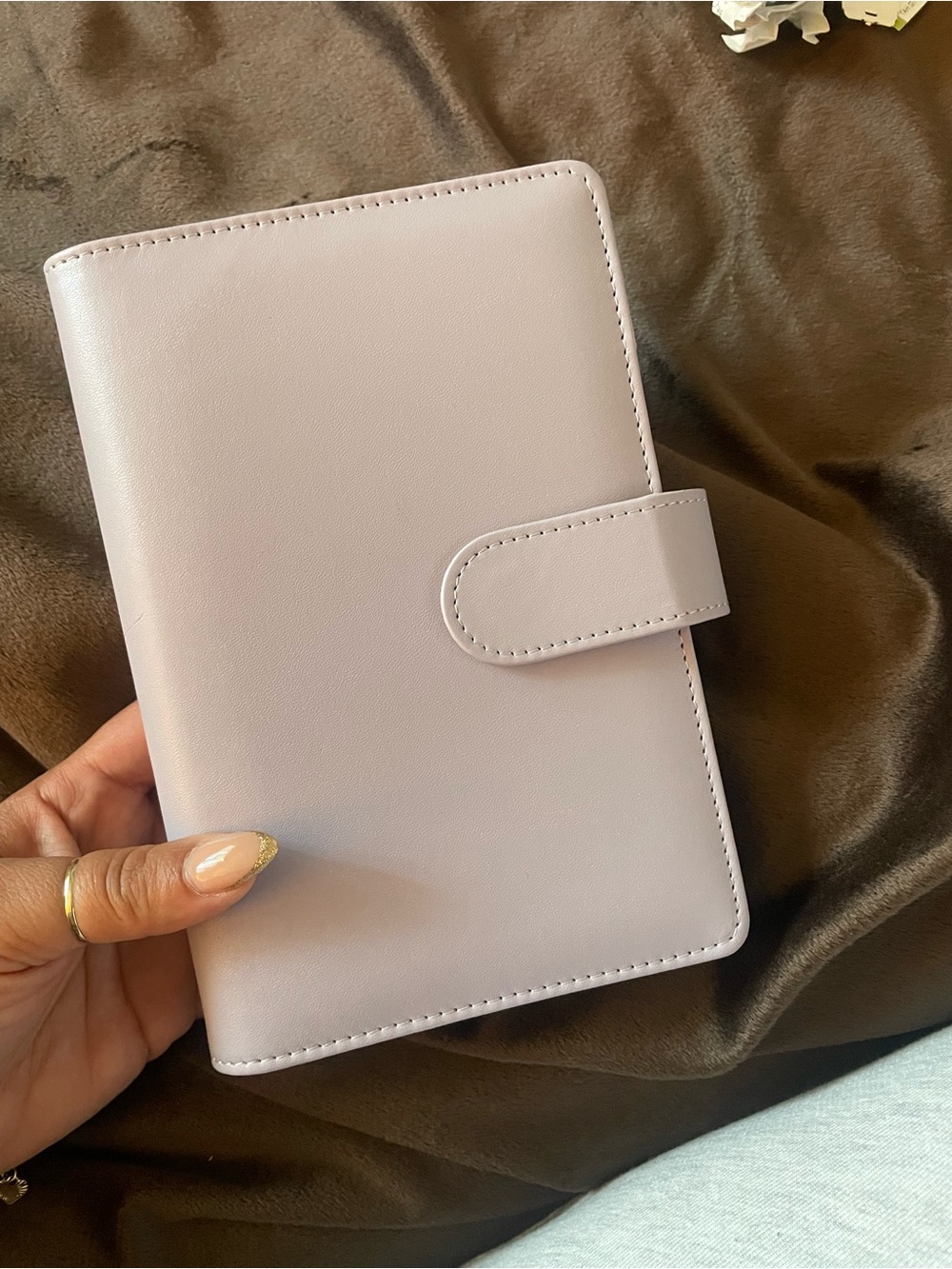 Lilac Faux Leather Planner with Snap Closure